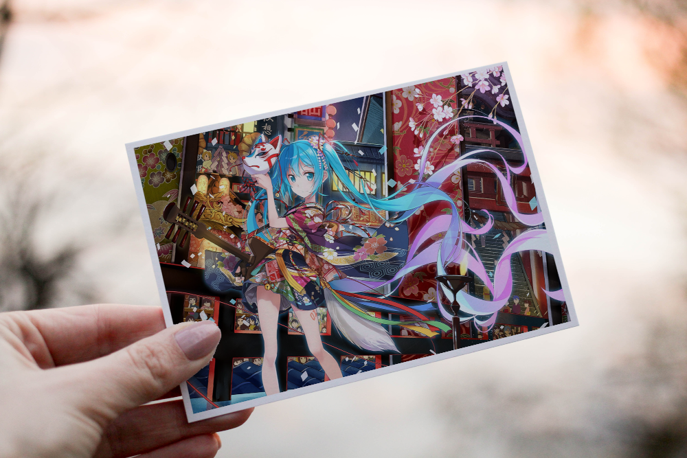 Cerdyn Pen-blwydd Anime Miku – Mwgwd Gŵyl