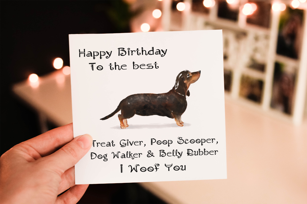 Cerdyn Pen-blwydd Dachshund Du