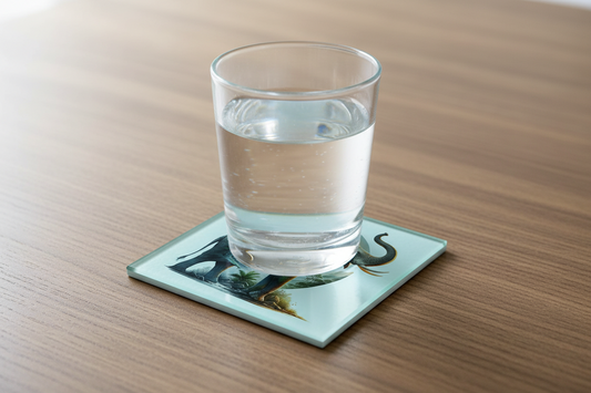 Matiau Diod Gwydr Eliffant a Rhaeadr gyda mwg mewn golygfa o ddefnydd