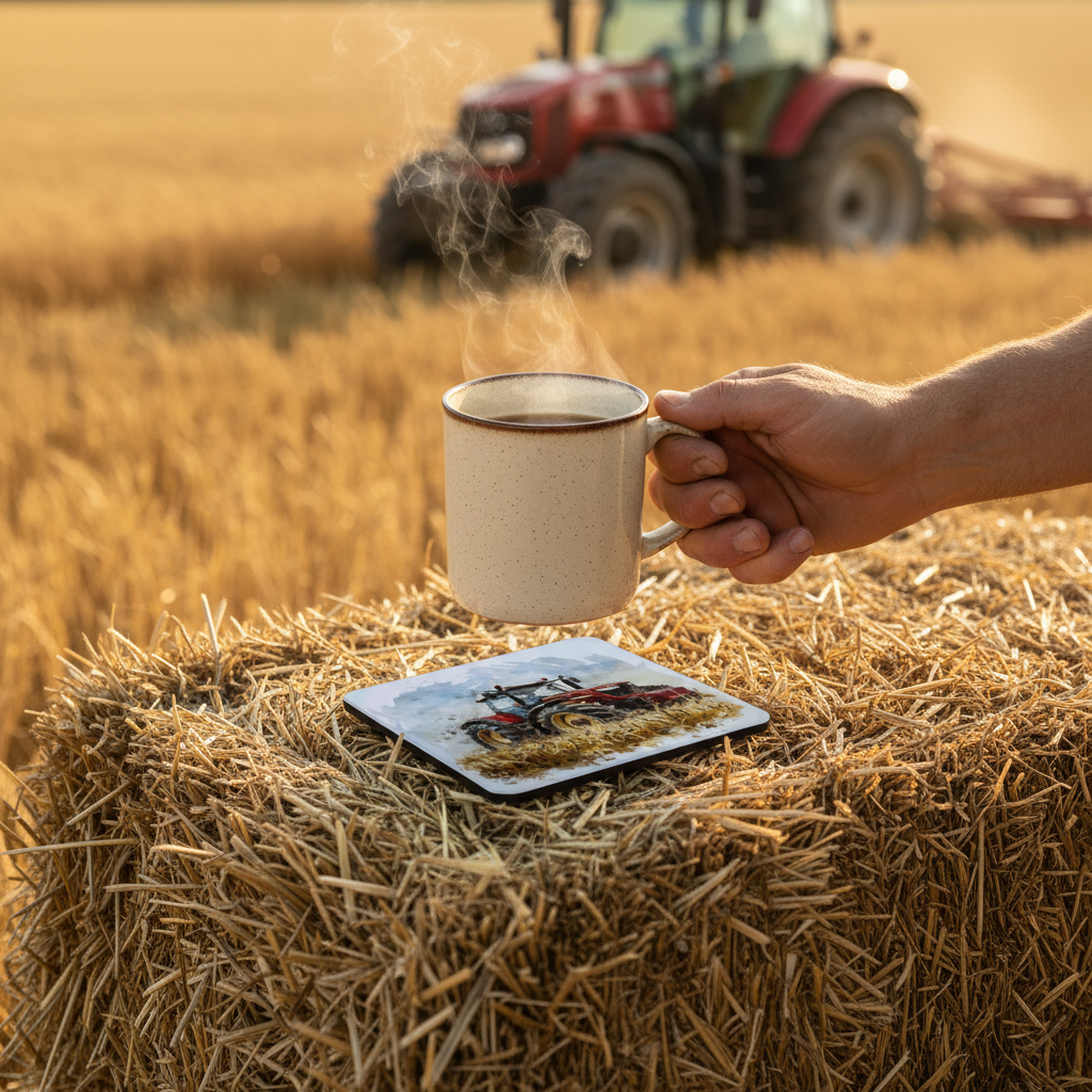 Red Tractor Hardboard Coaster Red Tractor Hardboard Coaster