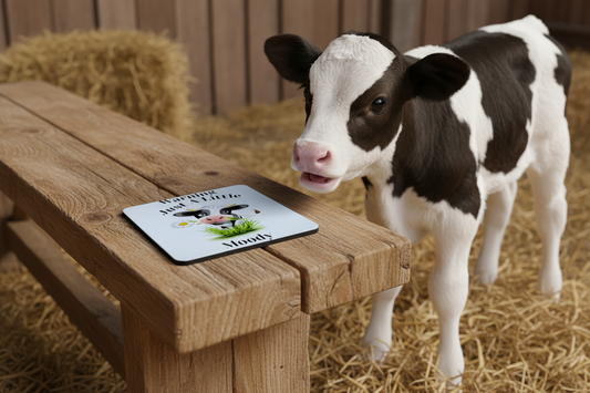 Moody Cow Funny Hardboard Coaster Moody Cow Funny Hardboard Coaster