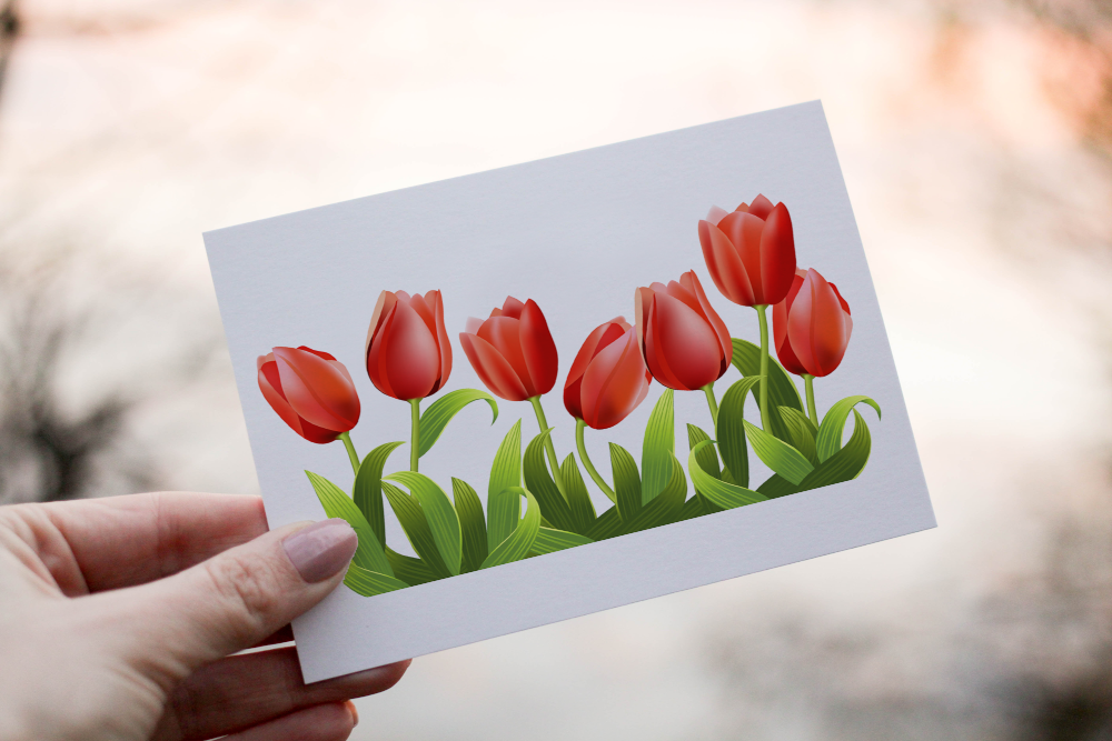 Tulip flower blank greeting card