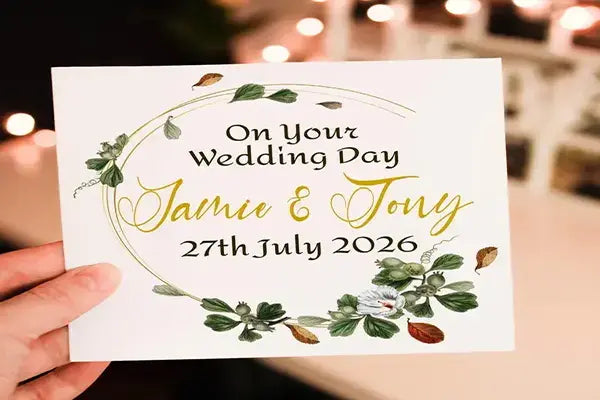 Wedding greeting card design from Dad’s Cabin