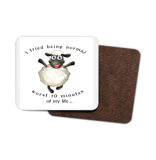 I Tried Being Normal Sheep Hardboard Coaster I Tried Being Normal Sheep Hardboard Coaster