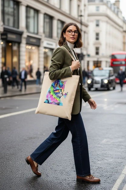 Colourful Cat and Butterfly Personalised Tote Bag Colourful Cat and Butterfly Personalised Tote Bag