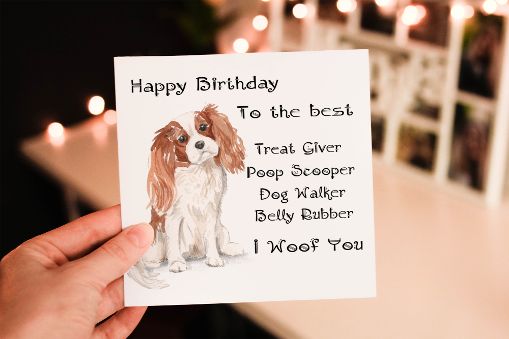 Cerdyn Pen-blwydd Ci Cavalier King Charles Spaniel