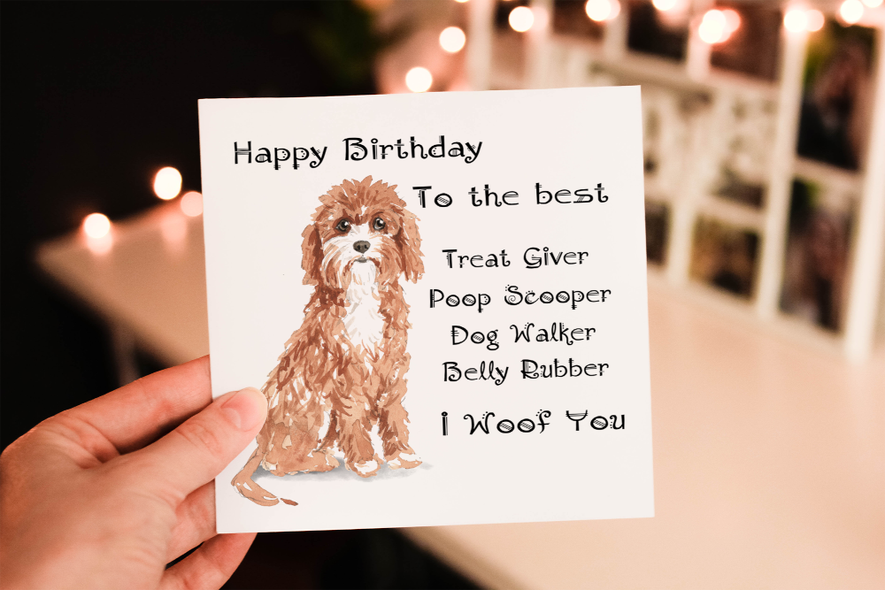 Cerdyn Pen-blwydd Ci Cavapoo