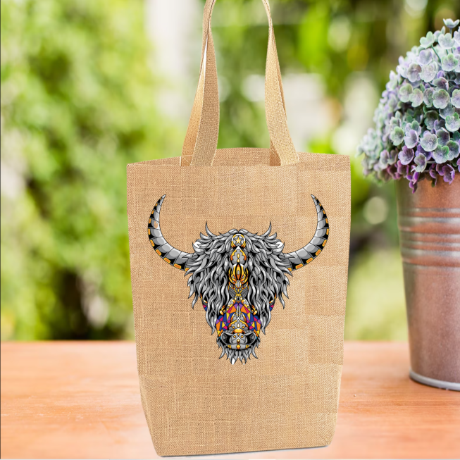 Chakra Highland Cow Personalised Tote Bag Chakra Highland Cow Personalised Tote Bag