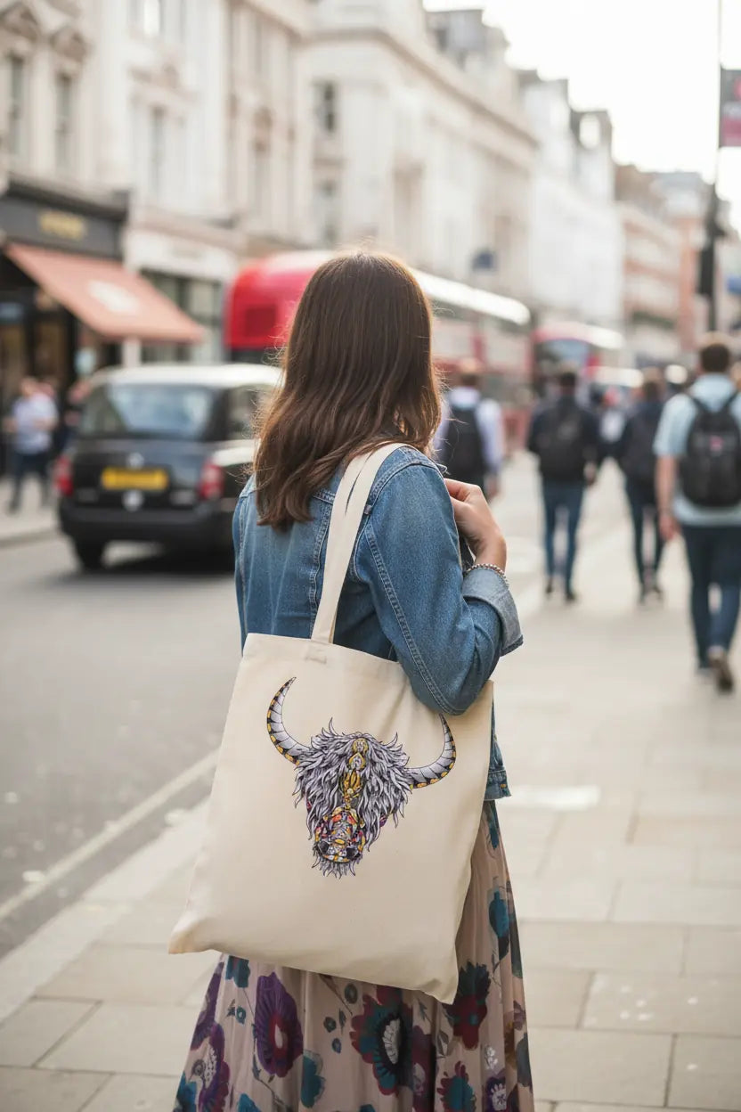 Chakra Highland Cow Personalised Tote Bag Chakra Highland Cow Personalised Tote Bag