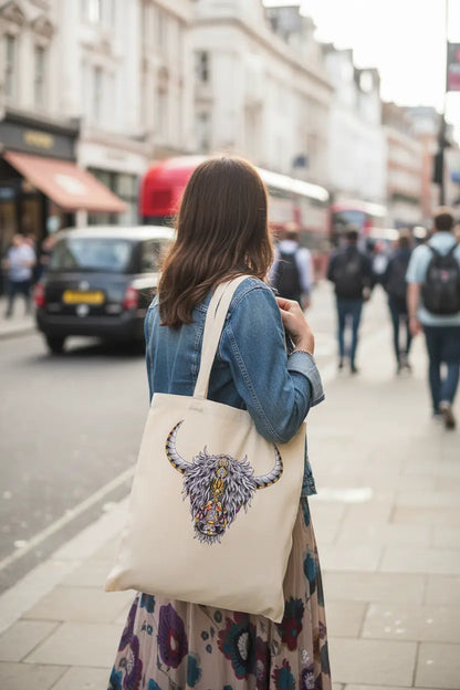 Chakra Highland Cow Personalised Tote Bag Chakra Highland Cow Personalised Tote Bag