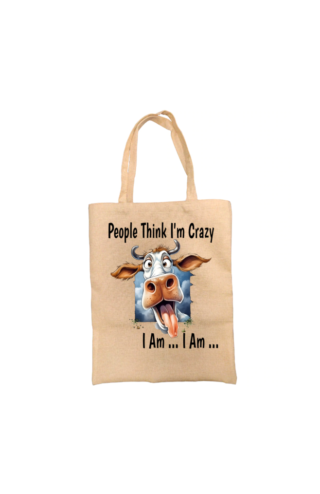 Crazy Cow Tote Bag, Cow Bag, Personalised Tote Bag Crazy Cow Tote Bag, Cow Bag, Personalised Tote Bag