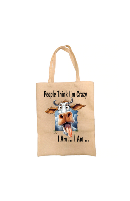 Crazy Cow Tote Bag, Cow Bag, Personalised Tote Bag Crazy Cow Tote Bag, Cow Bag, Personalised Tote Bag