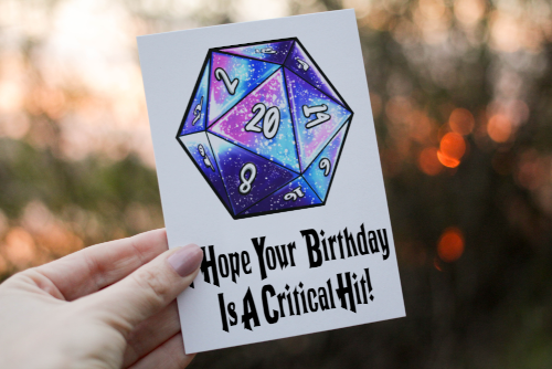 Cerdyn Pen-blwydd Dungeons and Dragons – Critical Hit