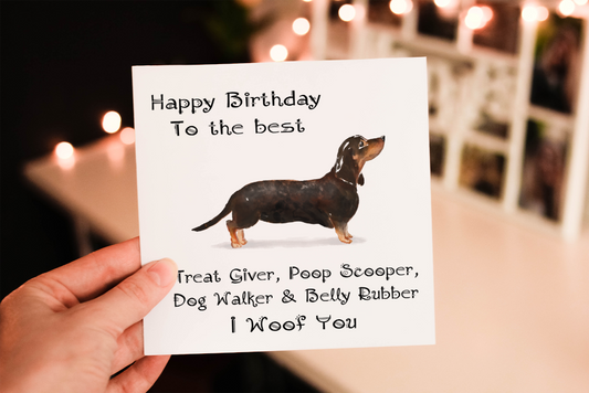 Cerdyn Pen-blwydd Dachshund Du