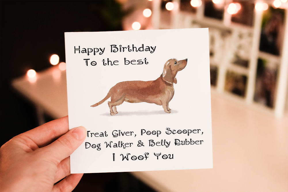 Cerdyn Pen-blwydd Dachshund Brown