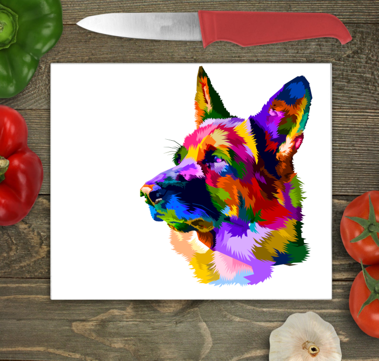 German Shepherd Glass Chopping Board, German Shepherd Worktop Saver German Shepherd Glass Chopping Board, German Shepherd Worktop Saver