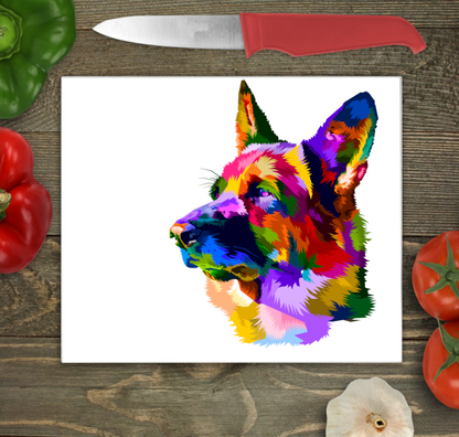 German Shepherd Glass Chopping Board, German Shepherd Worktop Saver German Shepherd Glass Chopping Board, German Shepherd Worktop Saver