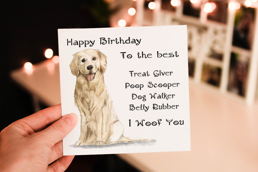 Cerdyn Pen-blwydd Ci Golden Retriever