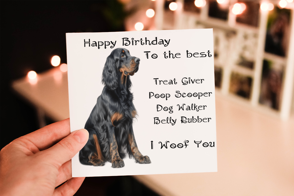 Cerdyn Pen-blwydd Ci Gordon Setter