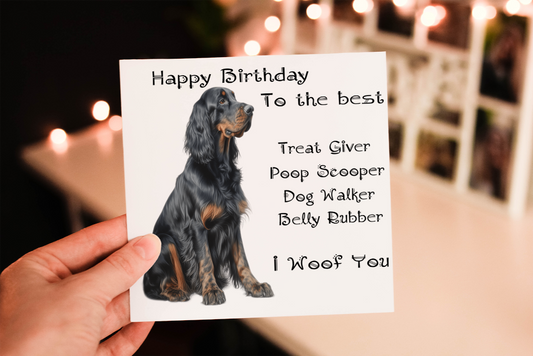 Cerdyn Pen-blwydd Ci Gordon Setter