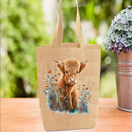 Highland Cow Calf Tote Bag, Cow Bag, Personalised Tote Bag Highland Cow Calf Tote Bag, Cow Bag, Personalised Tote Bag