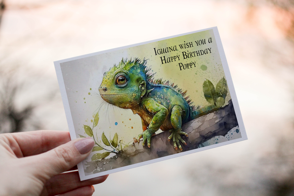 Cerdyn Pen-blwydd Iguana