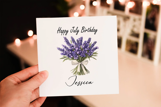 Cerdyn Pen-blwydd Blodau Larkspur – Gorffennaf
