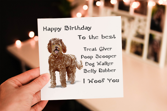 Cerdyn Pen-blwydd Ci Labradoodle