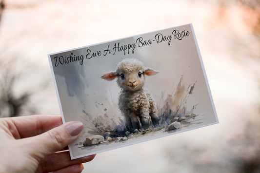 Cerdyn Pen-blwydd Defaid – Wishing Ewe a Happy Baa-Day