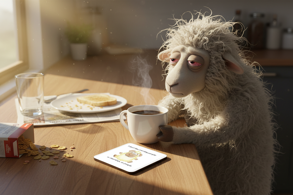 I Don't Like Morning People Sheep Coaster I Don't Like Morning People Sheep Coaster