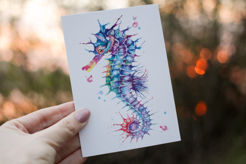 Seahorse Birthday Card, Seahorse Custom Birthday Card Seahorse Birthday Card, Seahorse Custom Birthday Card