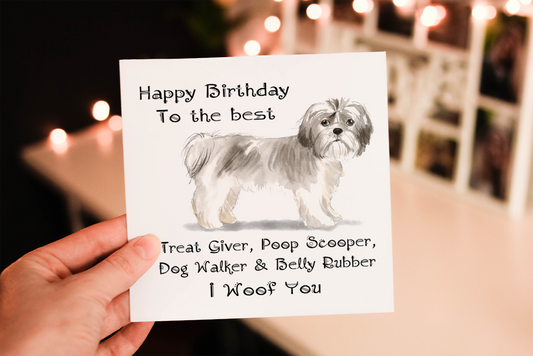 Cerdyn Pen-blwydd Shih Tzu Blew Byr