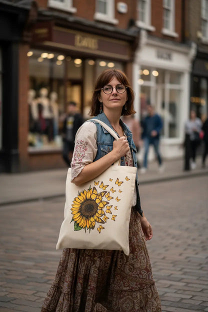 Butterfly and Sunflower Personalised Tote Bag Butterfly and Sunflower Personalised Tote Bag