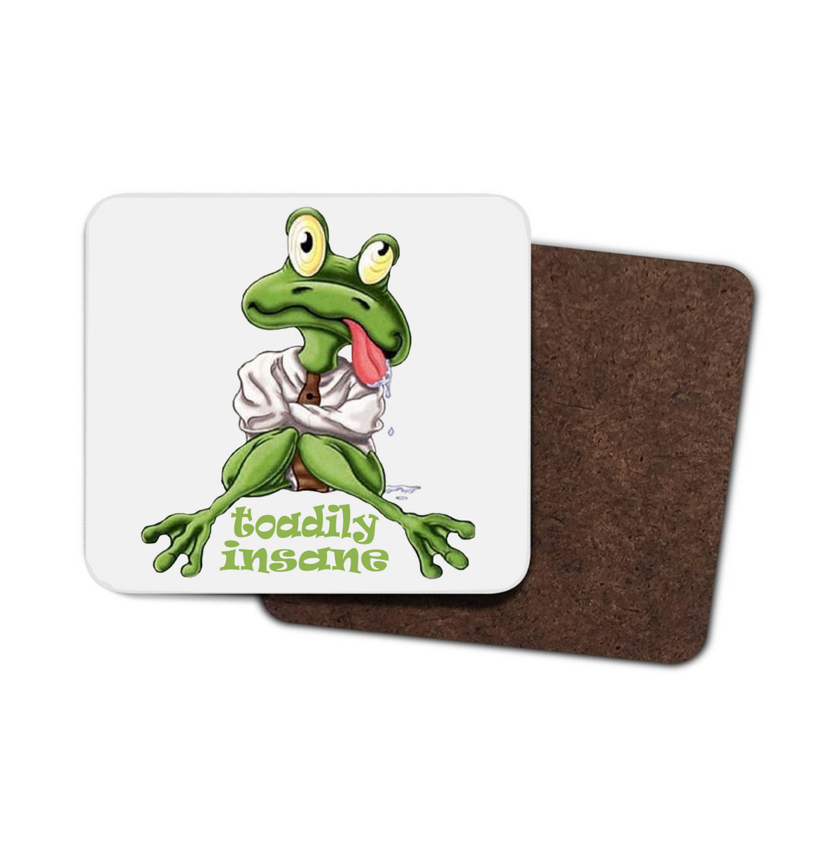 Toadily Insane Frog Hardboard Coaster Toadily Insane Frog Hardboard Coaster