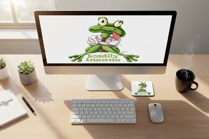 Toadily Insane Frog Hardboard Coaster Toadily Insane Frog Hardboard Coaster