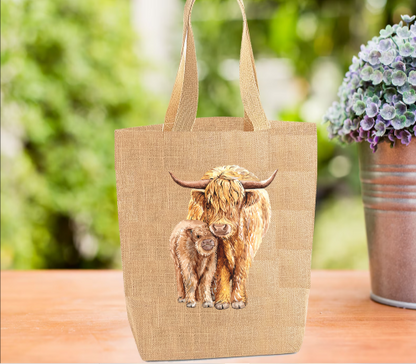 Highland Cow & Calf Tote Bag, Cow Bag, Personalised Tote Bag Highland Cow & Calf Tote Bag, Cow Bag, Personalised Tote Bag