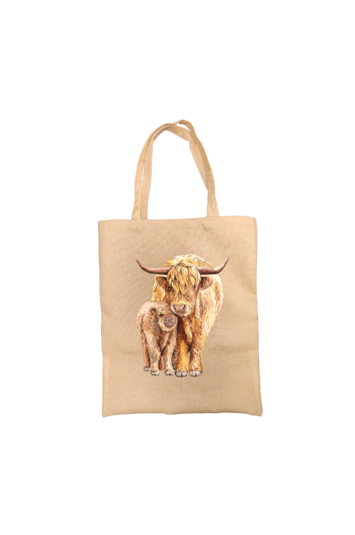 Highland Cow & Calf Tote Bag, Cow Bag, Personalised Tote Bag Highland Cow & Calf Tote Bag, Cow Bag, Personalised Tote Bag