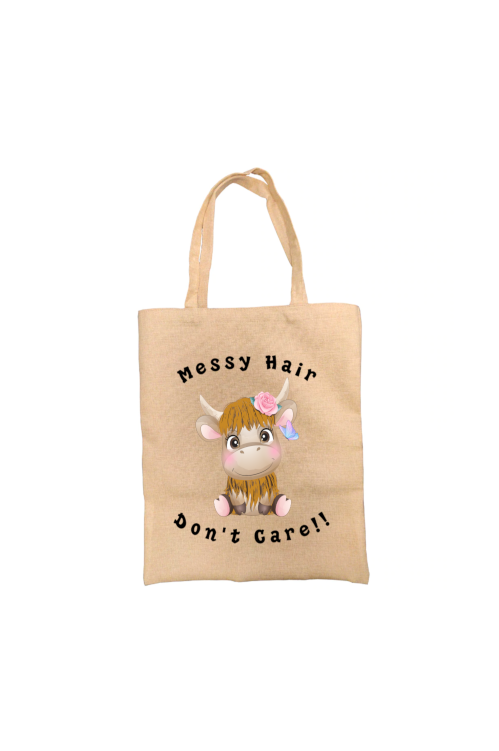 Highland Cow Tote Bag, Messy Hair Don't Care Highland Cow Tote Bag, Messy Hair Don't Care