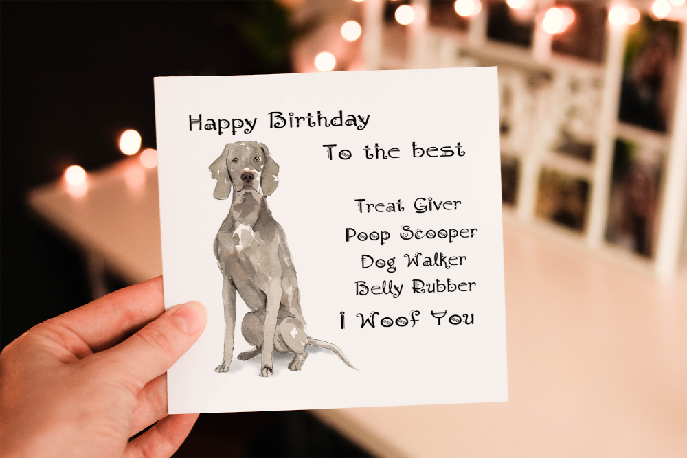Cerdyn Pen-blwydd Ci Weimaraner