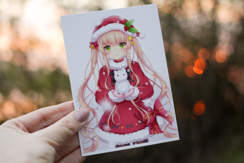 Cerdyn Nadolig Anime – Merch Siôn Corn a Dyn Eira