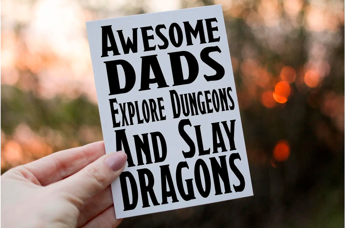 Cerdyn Pen-blwydd Awesome Dad Dungeons and Dragons