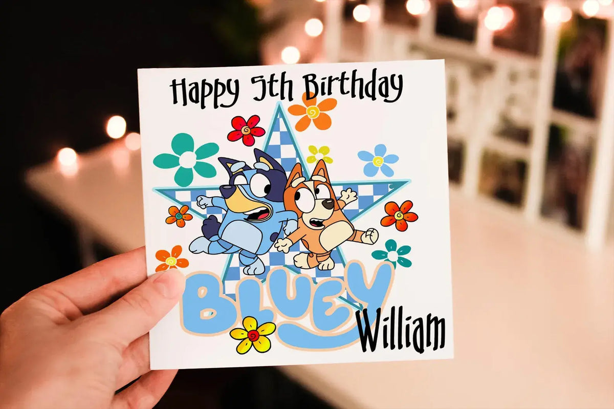 Cerdyn Pen-blwydd Bluey i Fab