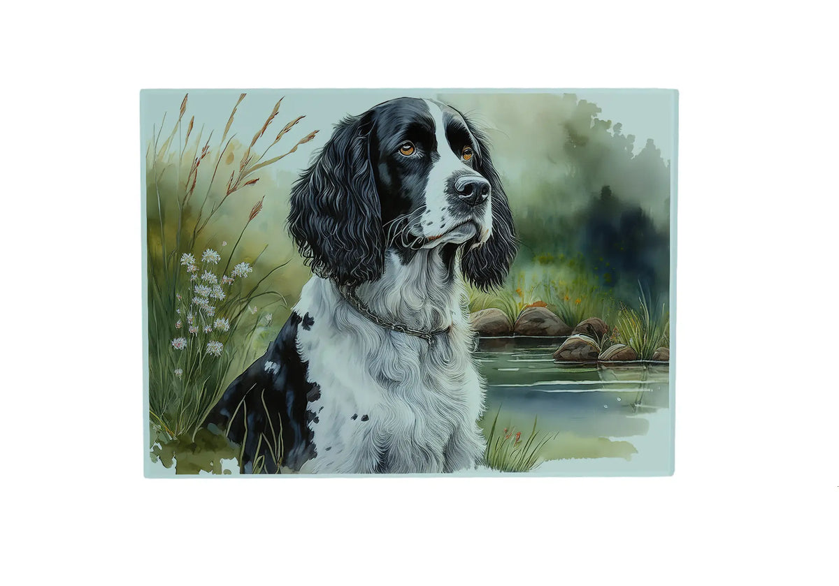 Black and White Spaniel Glass Placemat Black and White Spaniel Glass Placemat