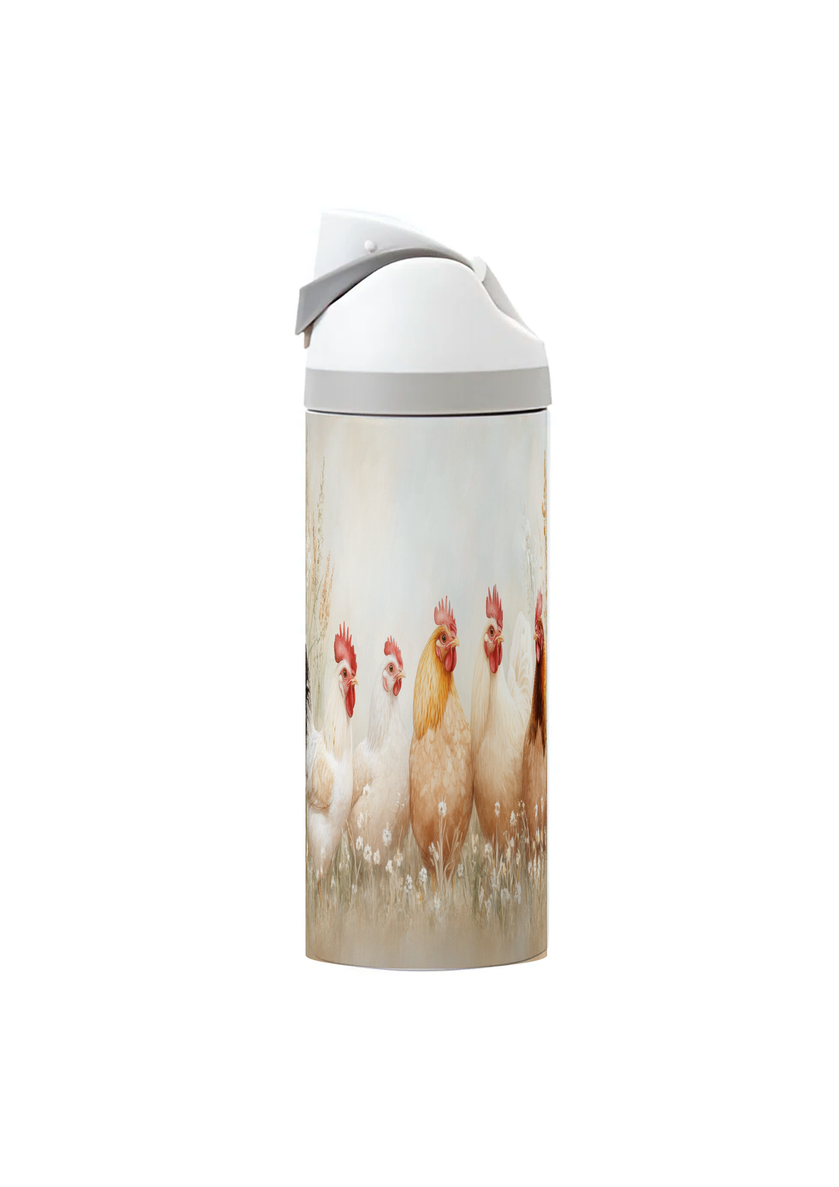 Potel thermol 720ml gyda dyluniad ieir wedi'i argraffu o amgylch y botel