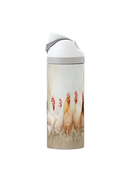 Potel thermol 720ml gyda dyluniad ieir wedi'i argraffu o amgylch y botel