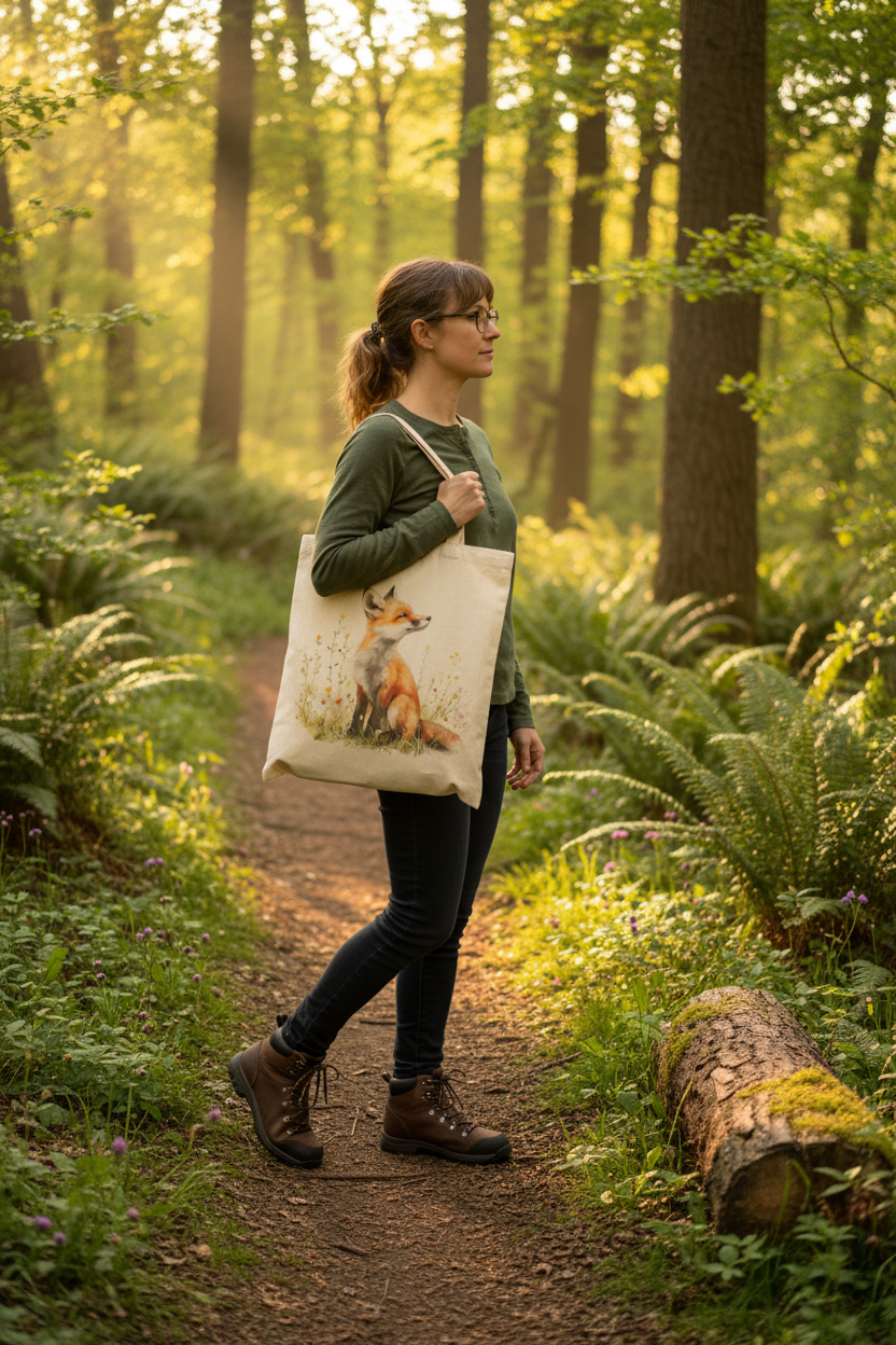 Fox in Wildflowers Personalised Tote Bag Fox in Wildflowers Personalised Tote Bag