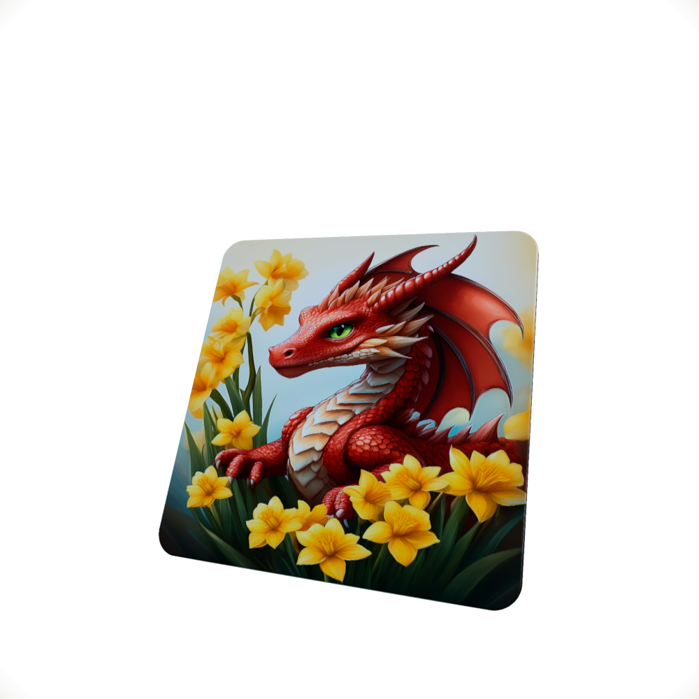 Dragon and Daffodils Hardboard Coaster Dragon and Daffodils Hardboard Coaster