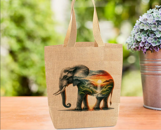 Elephant and Sunrise Landscape Tote Bag Elephant and Sunrise Landscape Tote Bag