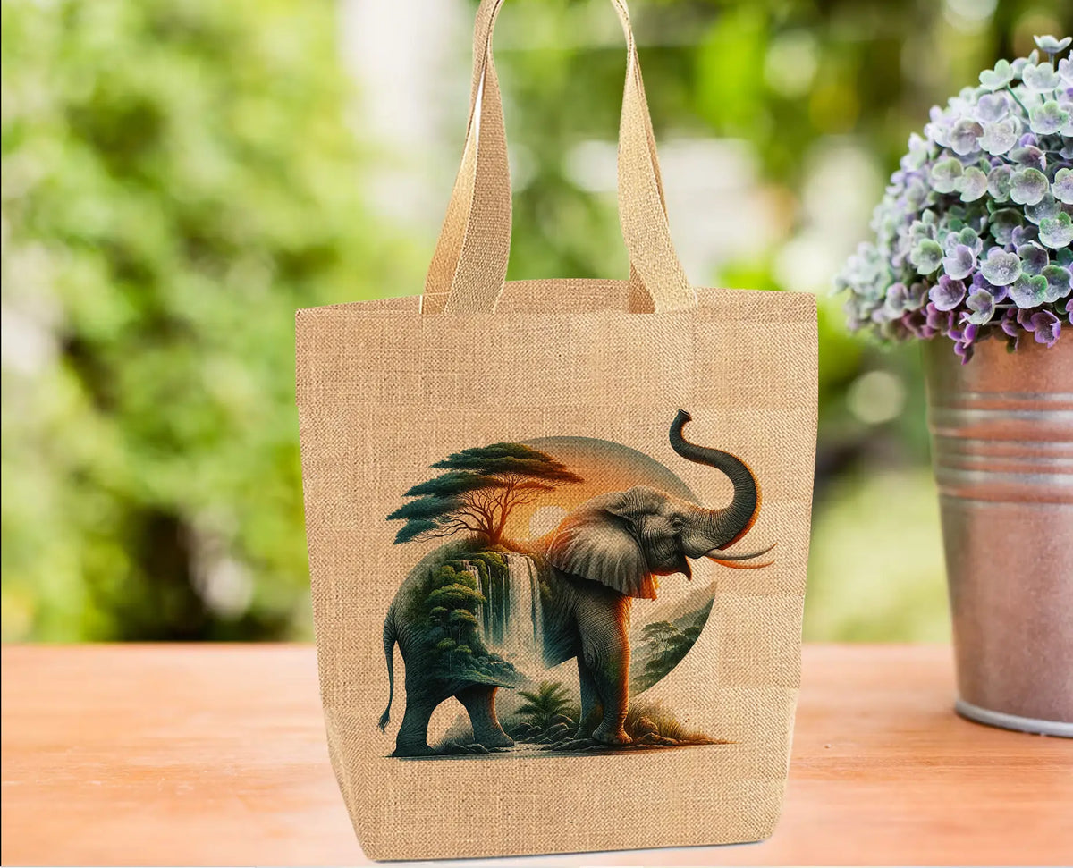 Elephant and Waterfall Landscape Tote Bag Elephant and Waterfall Landscape Tote Bag