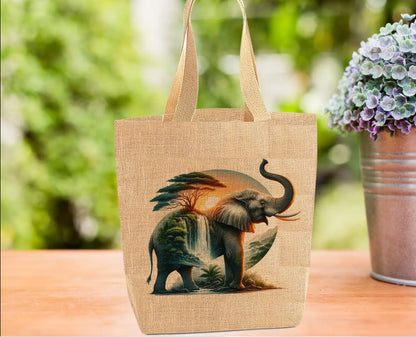 Elephant and Waterfall Landscape Tote Bag Elephant and Waterfall Landscape Tote Bag